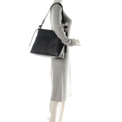 Celine Shiny Smooth Calfskin Zipped Twisted Cabas Navy Dark Green 2 of 7