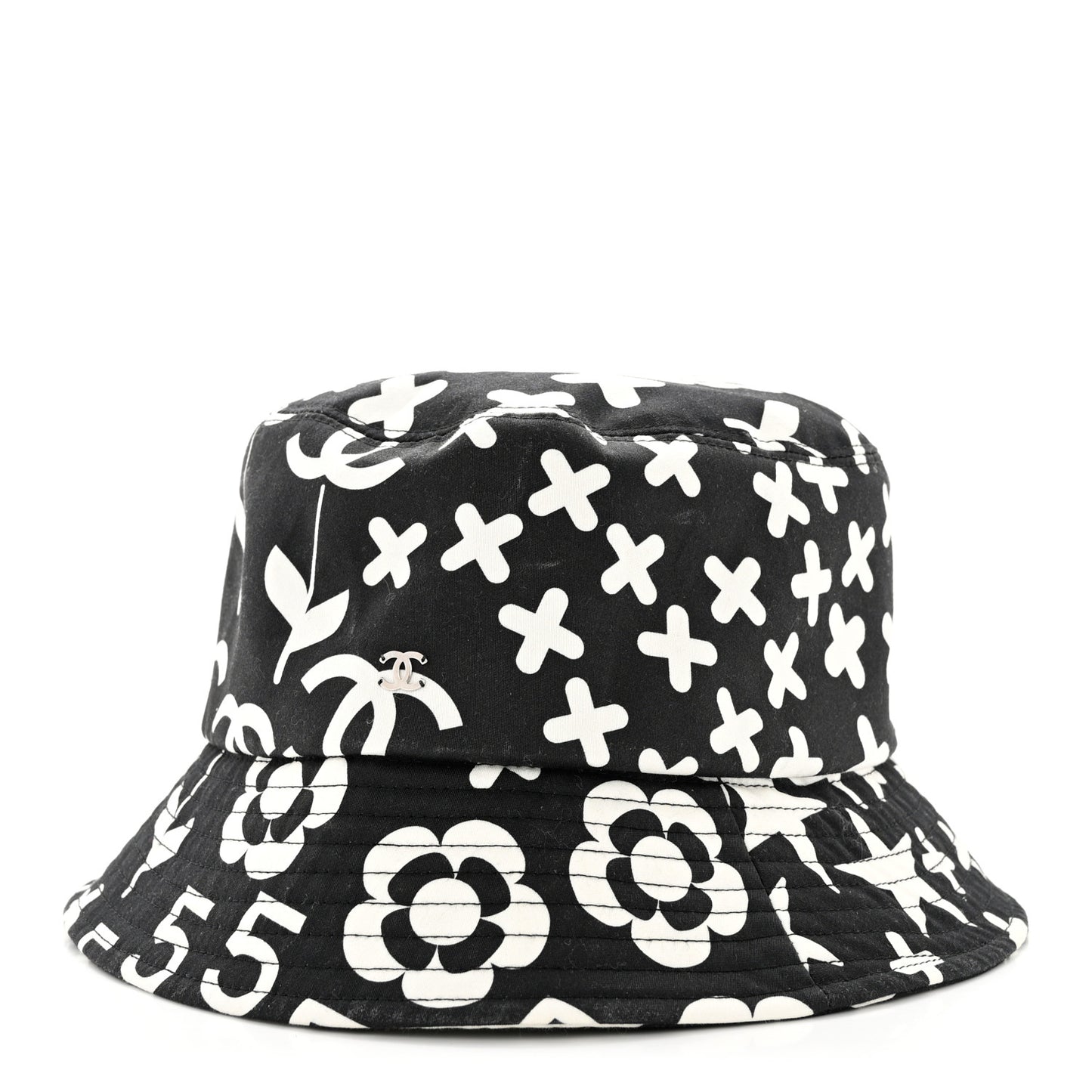 Cotton Bucket Hat M Black White