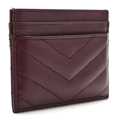 Saint Laurent Grain De Poudre Matelasse Chevron Cassandre Credit Card Case Bordeaux 3 of 10