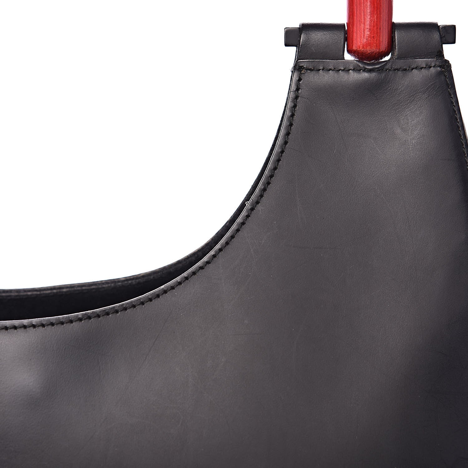 Gucci Smooth Calfskin Bamboo Handle Shoulder Bag Black 11 of 13