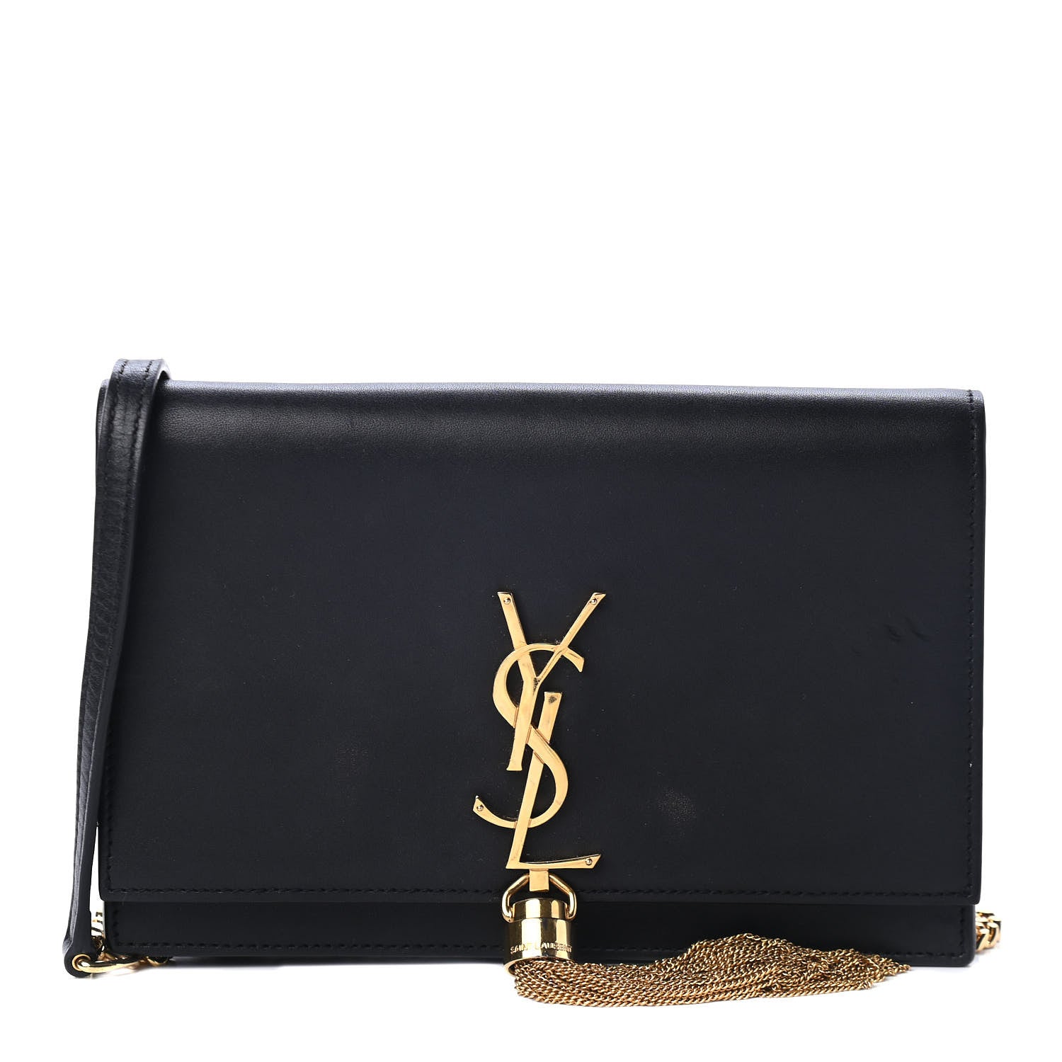 Saint Laurent Smooth Calfskin Classic Monogram Kate Tassel Chain Wallet Black 1 of 4