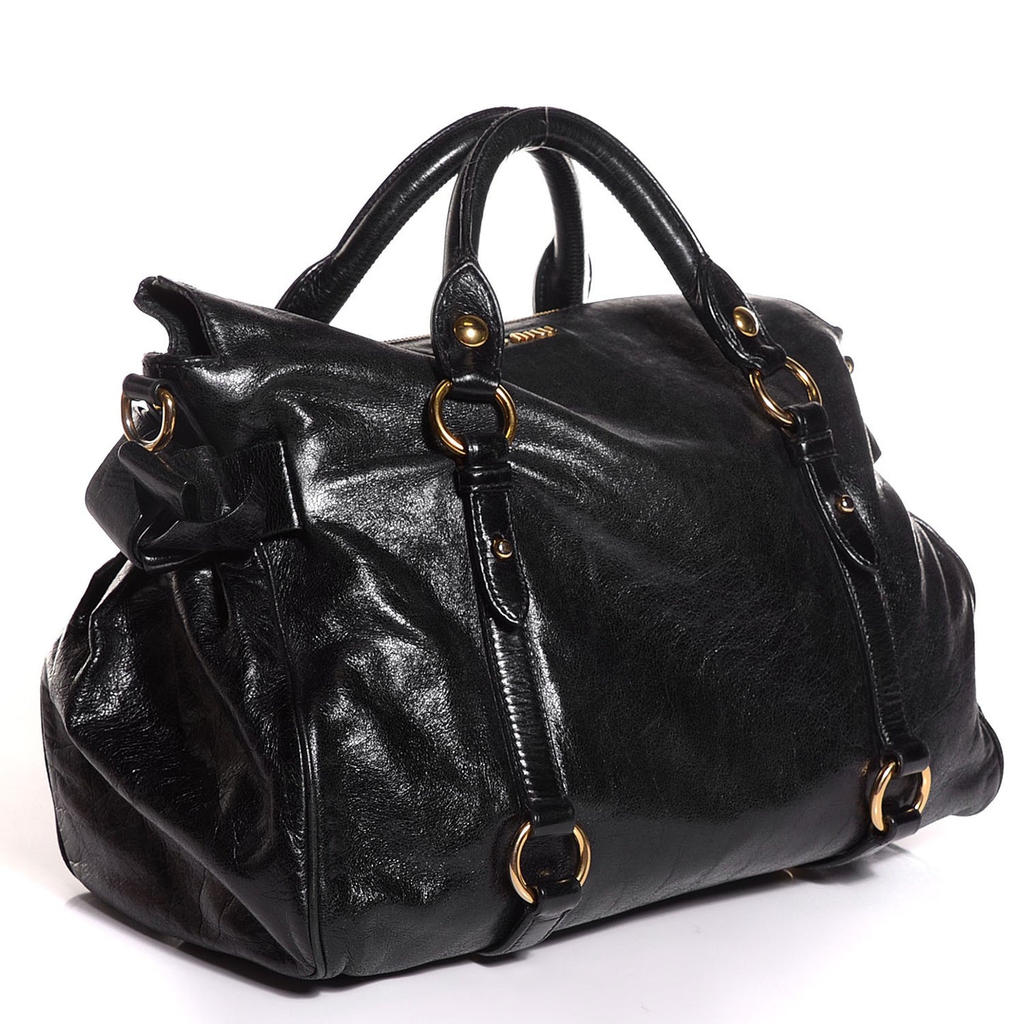 Vitello Lux Large Bow Bag Nero Black