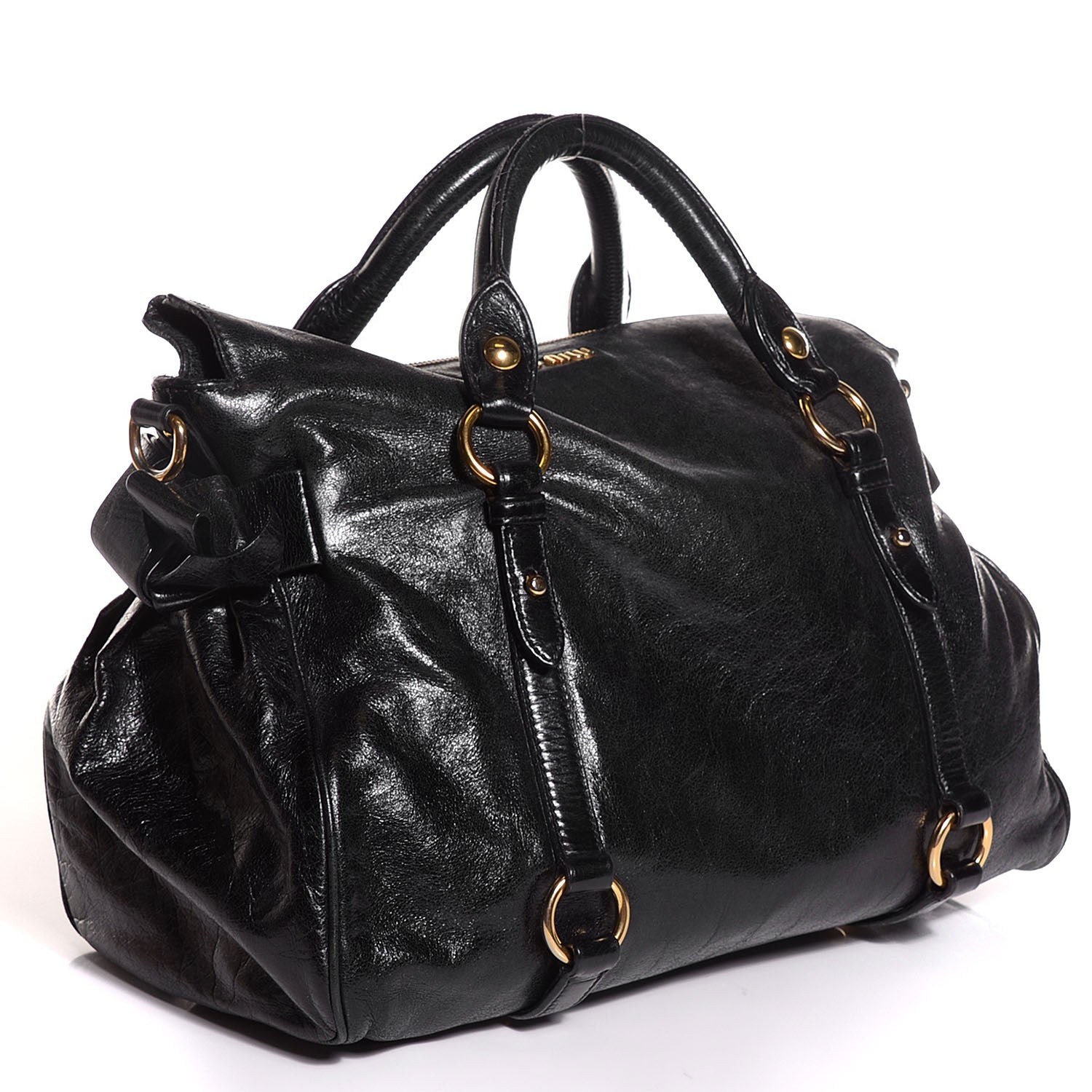 Miu Miu Vitello Lux Large Bow Bag Nero Black 3 of 9