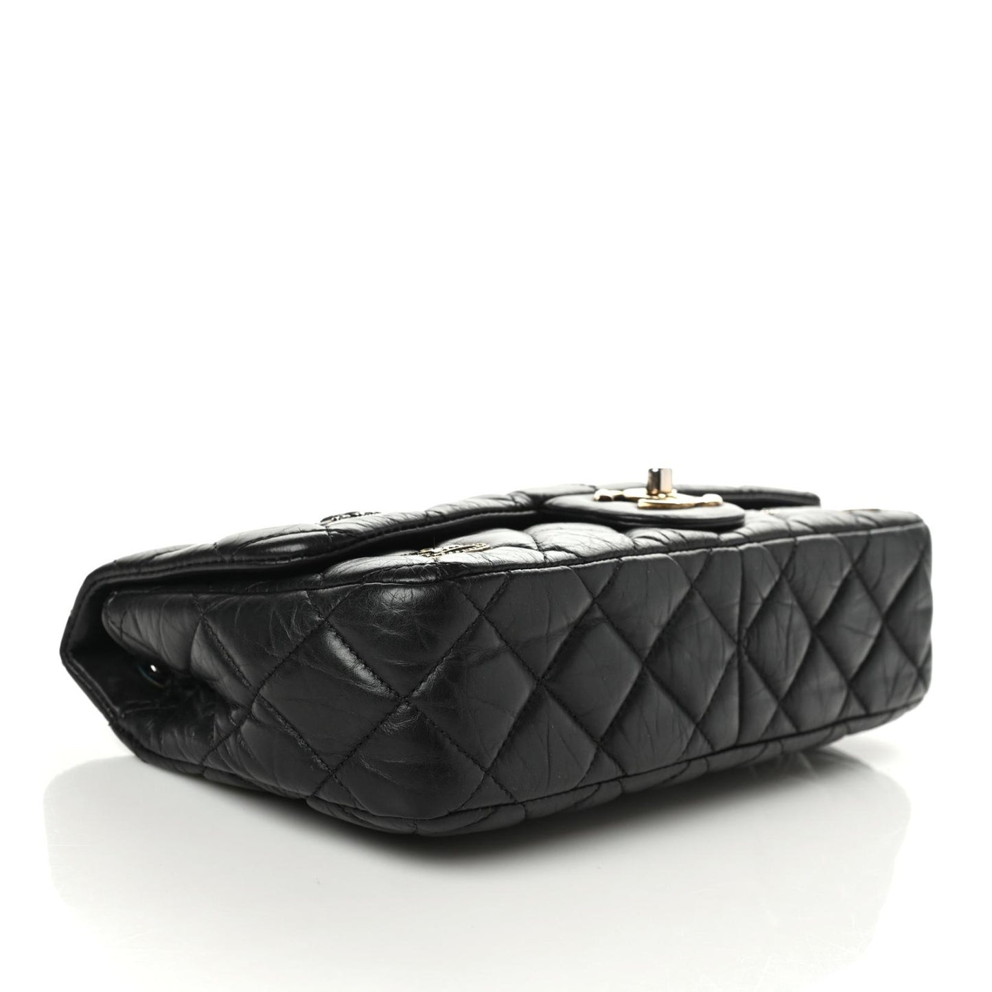 Aged Calfskin Quilted Medium Medallion Flap Black