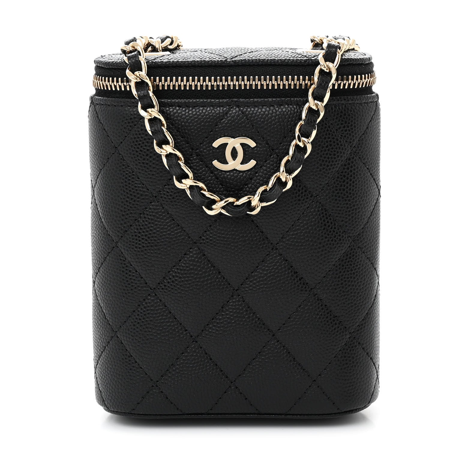 Chanel Caviar Quilted Small Vertical Coco Beauty Vanity Case With Chain Black 1 of 11