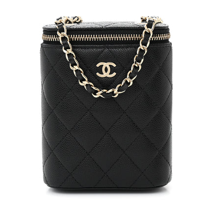 Chanel Caviar Quilted Small Vertical Coco Beauty Vanity Case With Chain Black 1 of 11