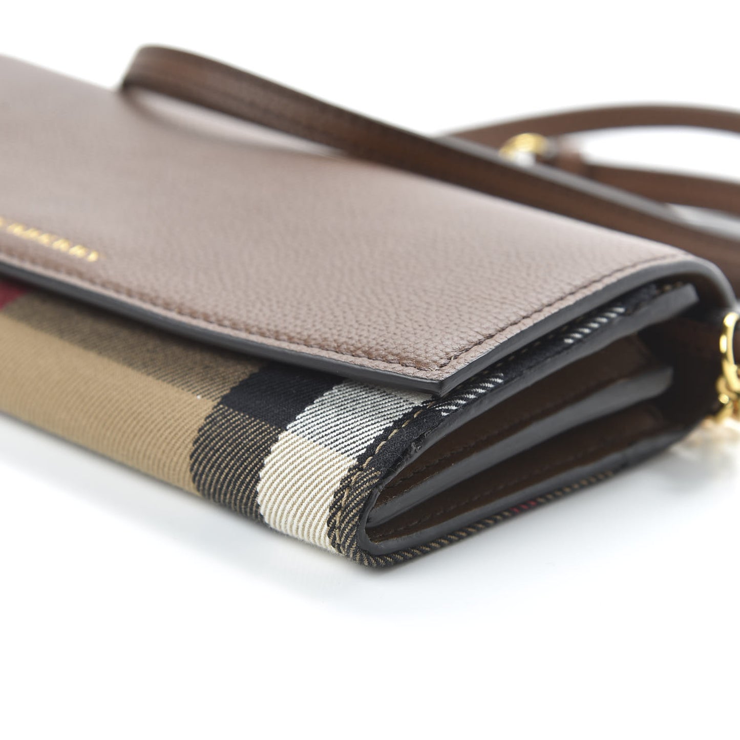Derby Calfskin House Check Henley Wallet On Chain Tan