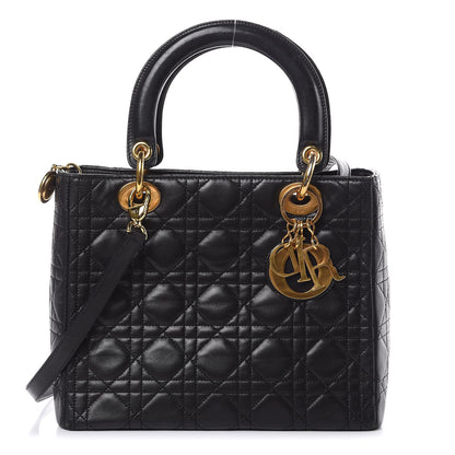 Christian Dior Lambskin Cannage Medium Lady Dior Black 1 of 16