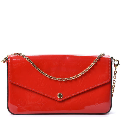 Louis Vuitton Vernis Felicie Pochette Chain Wallet Cherry 1 of 11