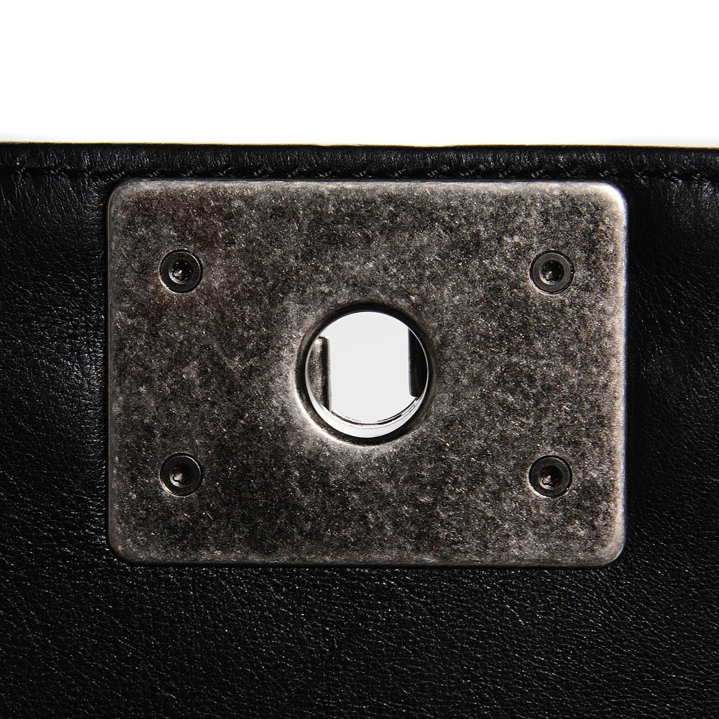 Calfskin Quilted Medium Double Stitch Boy Flap Black