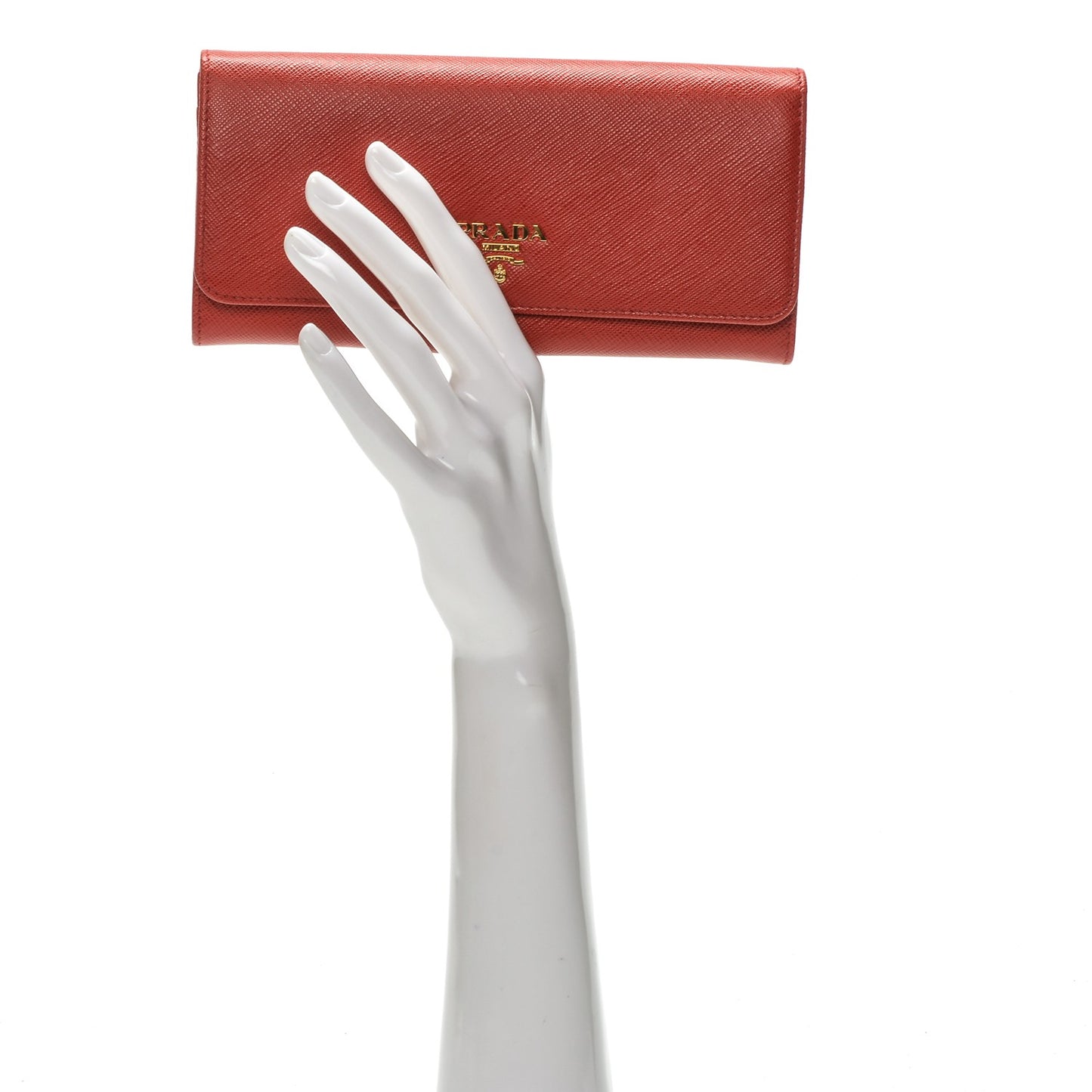 Saffiano Metal Continental Flap Wallet Rosso
