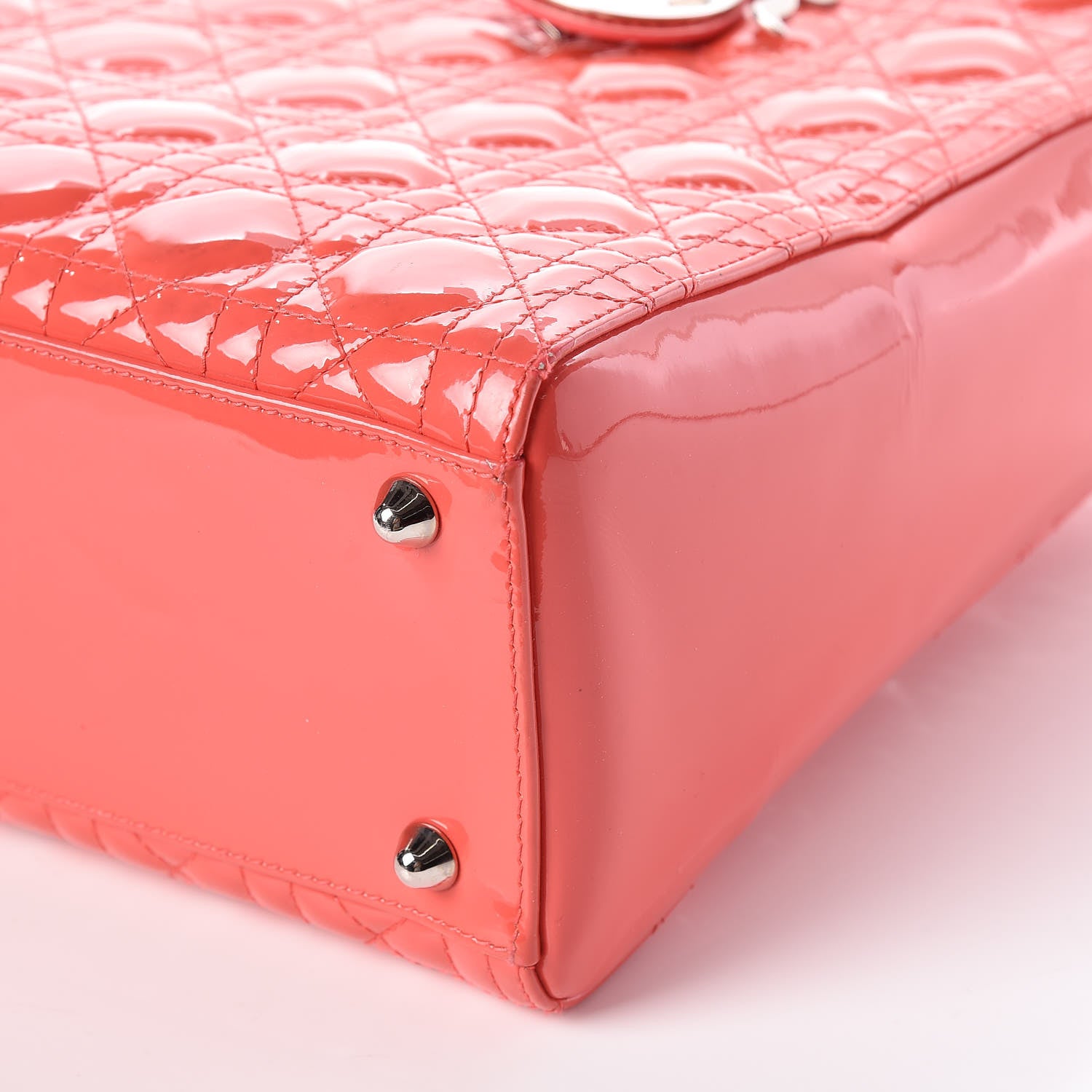 Christian Dior Patent Cannage Large Lady Dior Light Coral 6 of 13