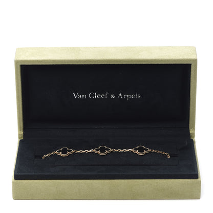 Van Cleef & Arpels 18K Yellow Gold Black Onyx 5 Motifs Vintage Alhambra Bracelet 8 of 8