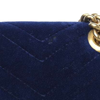 Gucci Velvet Matelasse Medium GG Marmont Shoulder Bag Cobalt Blue 13 of 15