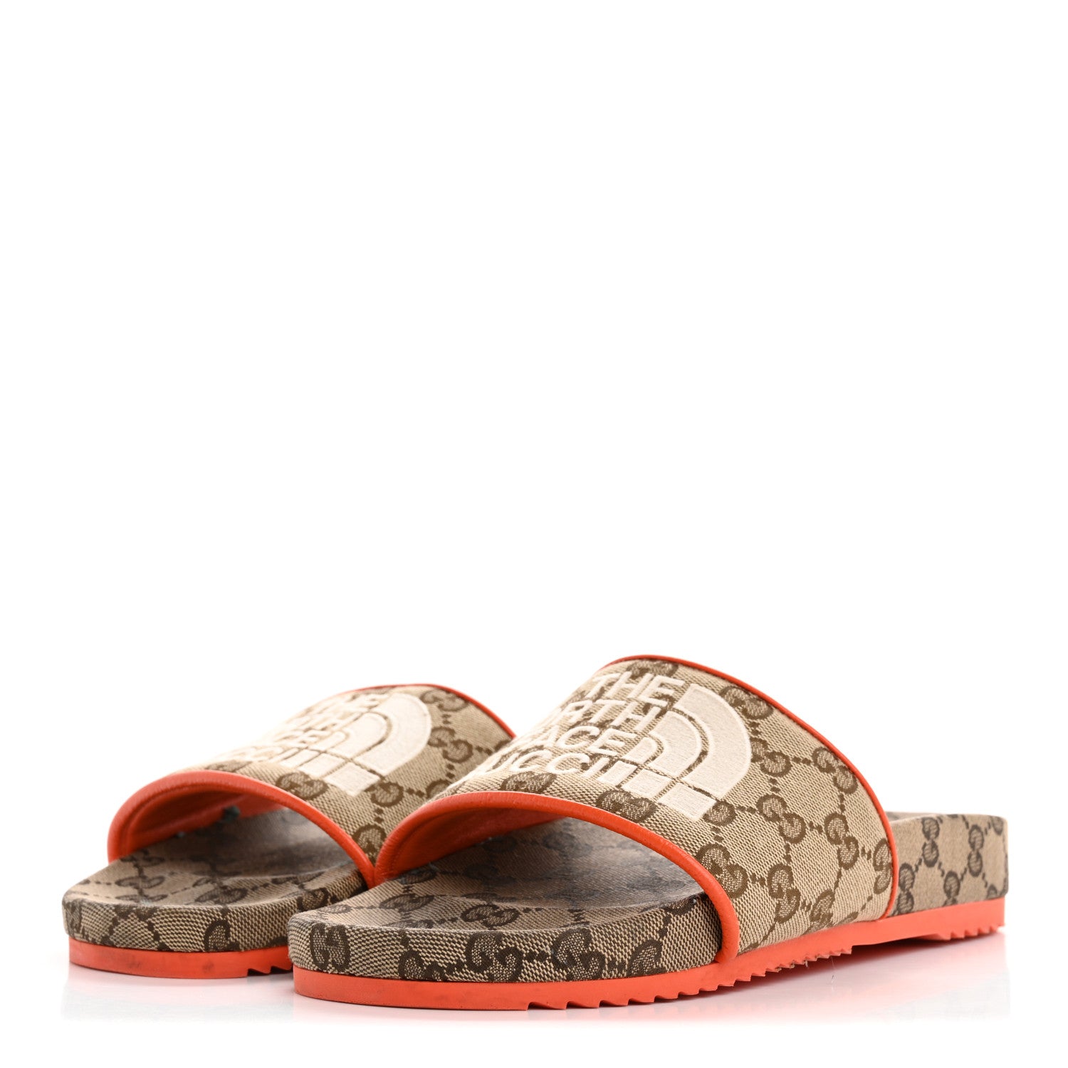 Gucci x NORTH FACE Canvas GG Monogram Womens Slide Sandals 40 Beige Mystic White Deep Orange 4 of 12
