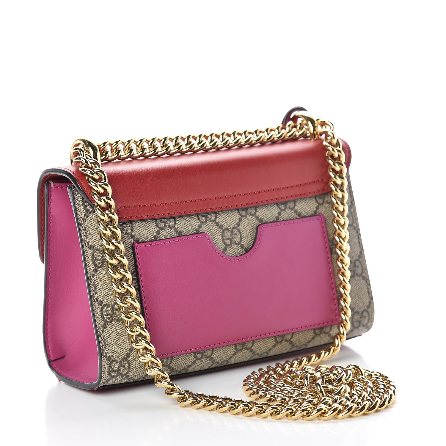 Gucci GG Supreme Monogram Calfskin Small Padlock Shoulder Bag Beige Hibiscus Red New Rosette 3 of 14