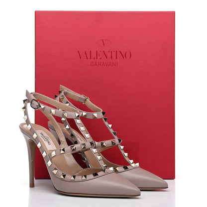 Valentino Garavani Nappa Rockstud Ankle Strap Pumps 37.5 Poudre 10 of 10