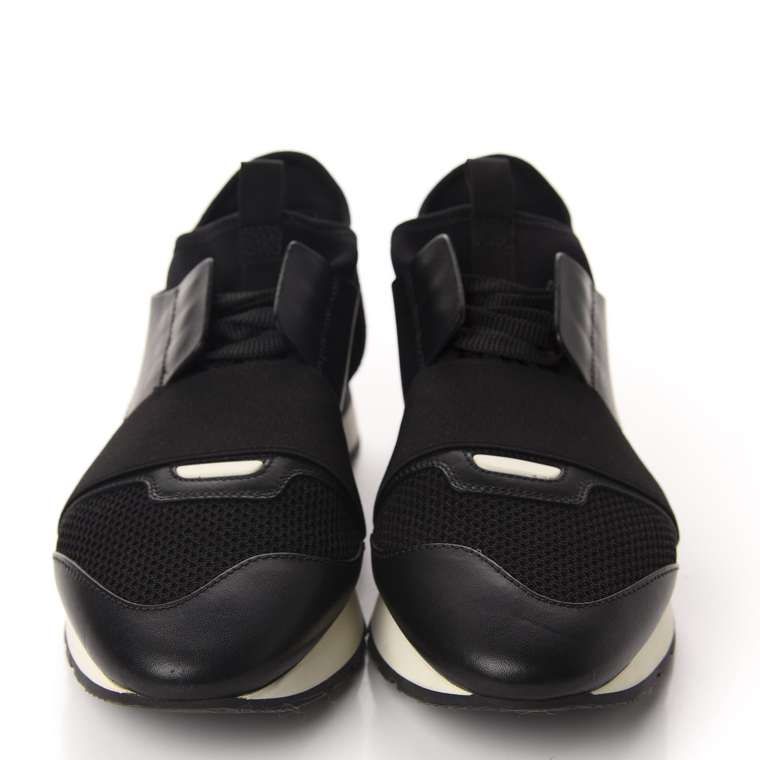 Balenciaga Mesh Calfskin Neoprene Suede Womens Race Runner Sneakers 40 Black 2 of 15