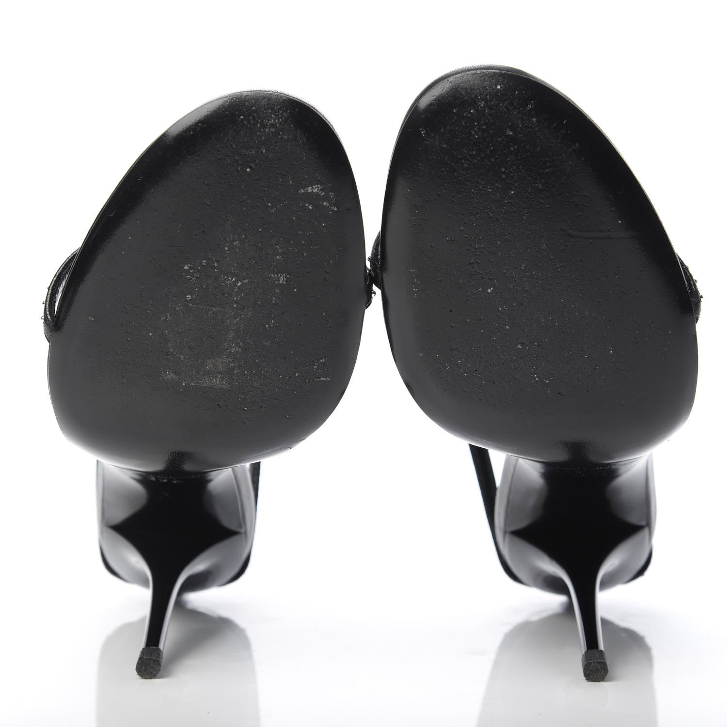 Saint Laurent Calfskin Cassandra Studded Palm Logo 110 Ankle Strap Sandals 39.5 Black 5 of 11