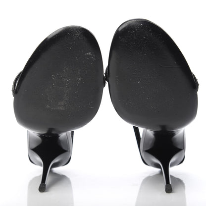 Saint Laurent Calfskin Cassandra Studded Palm Logo 110 Ankle Strap Sandals 39.5 Black 5 of 11