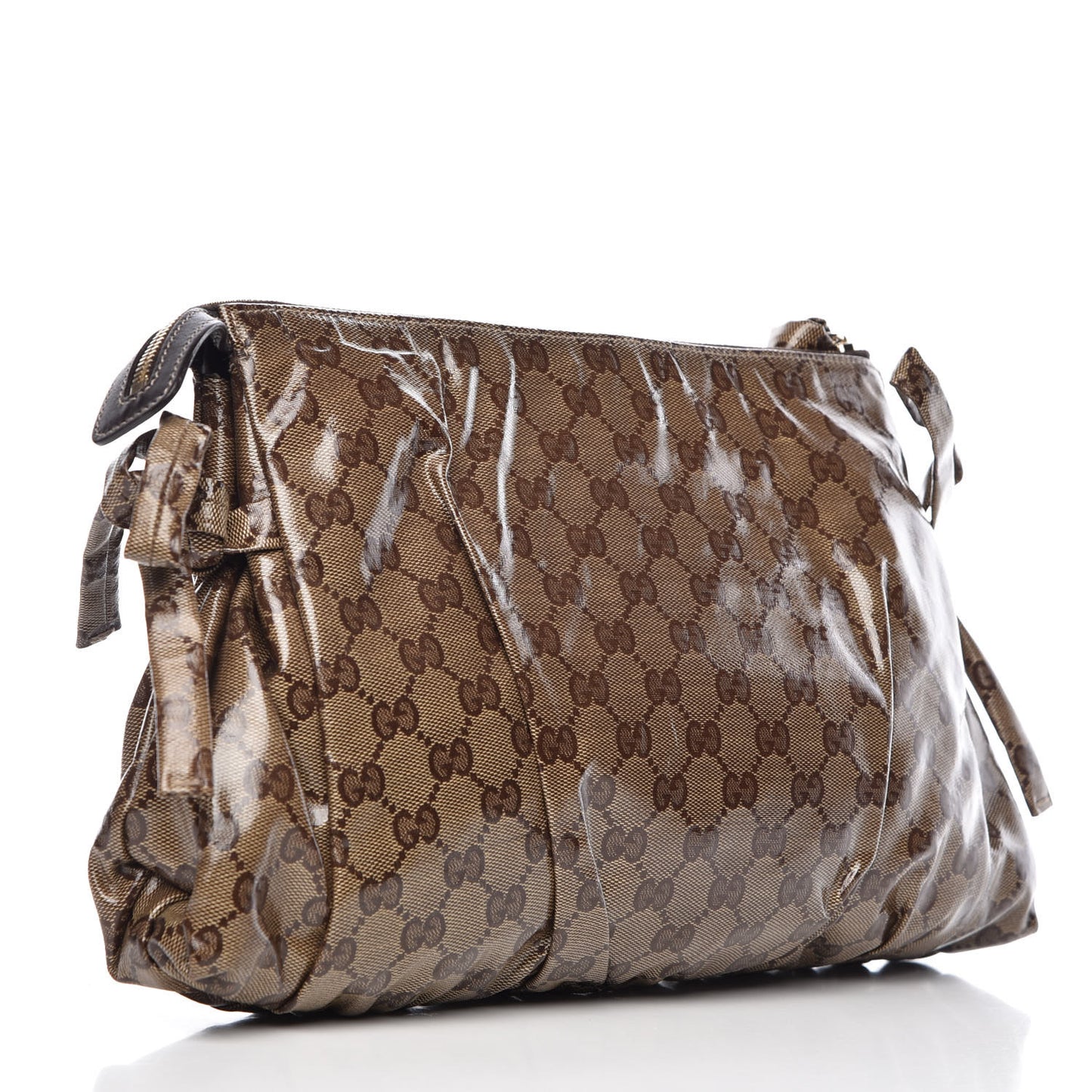 Crystal Monogram Large Hysteria Clutch Brown