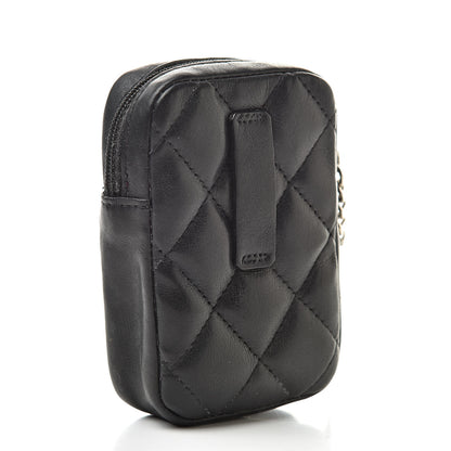 Chanel Calfskin Quilted Cambon Cigarette Case Holder Black White 3 of 11