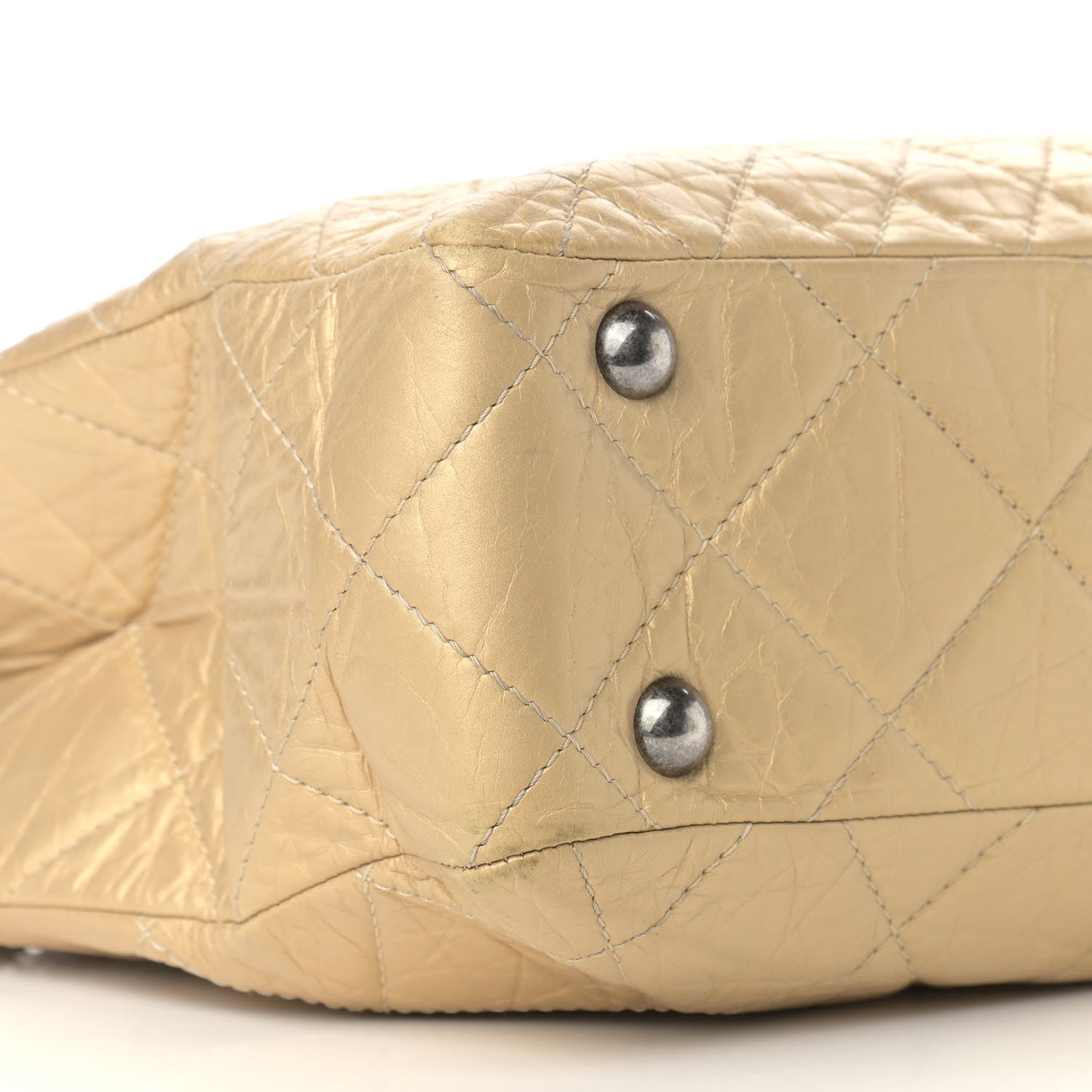 Chanel Metallic Aged Calfskin Quilted Reissue 2.55 Tote Light Gold 8 of 13