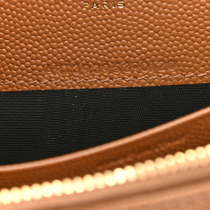 Saint Laurent Grain De Poudre Matelasse Chevron Monogram Envelope Chain Wallet Dune 7 of 10