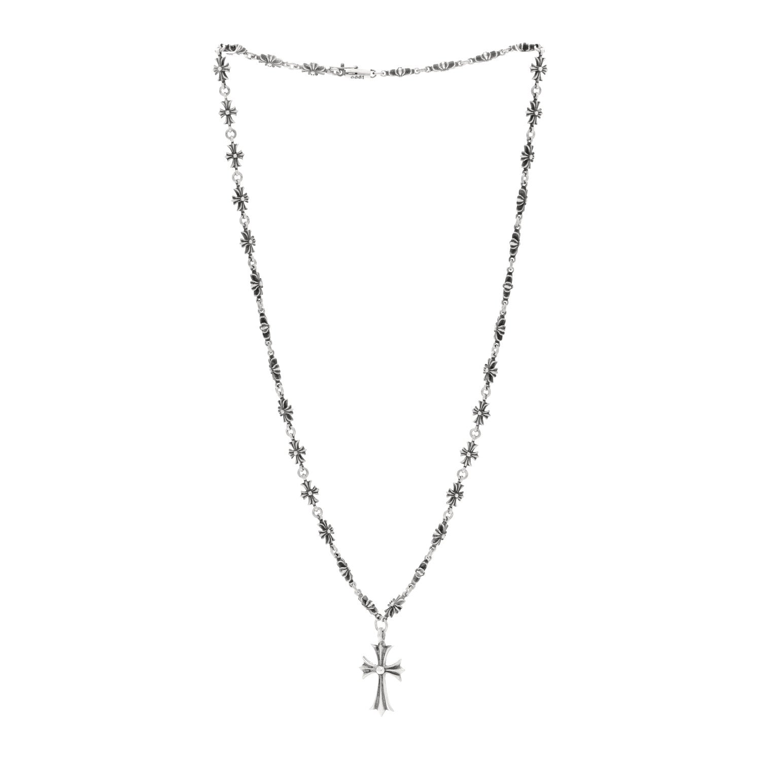 Chrome Hearts Sterling Silver Cross Pendant Tiny Cross Chain Necklace 3 of 4