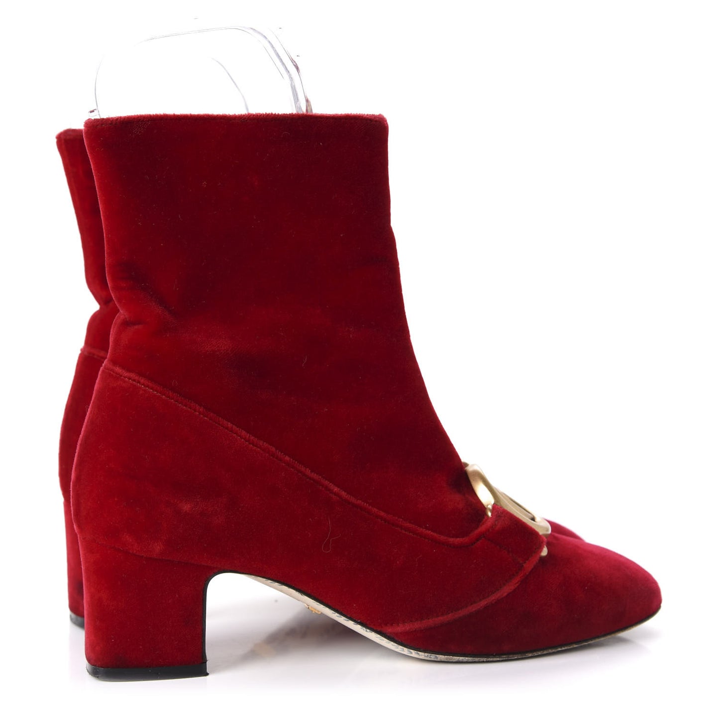 Softy Velvet Malaga Kid GG Victoire 55mm Ankle Boots 36 Hibiscus Red