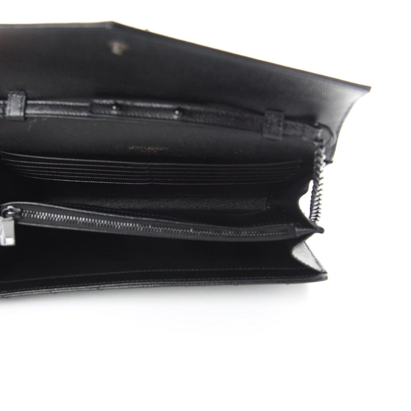 Grain De Poudre Matelasse Chevron Monogram Chain Wallet Black