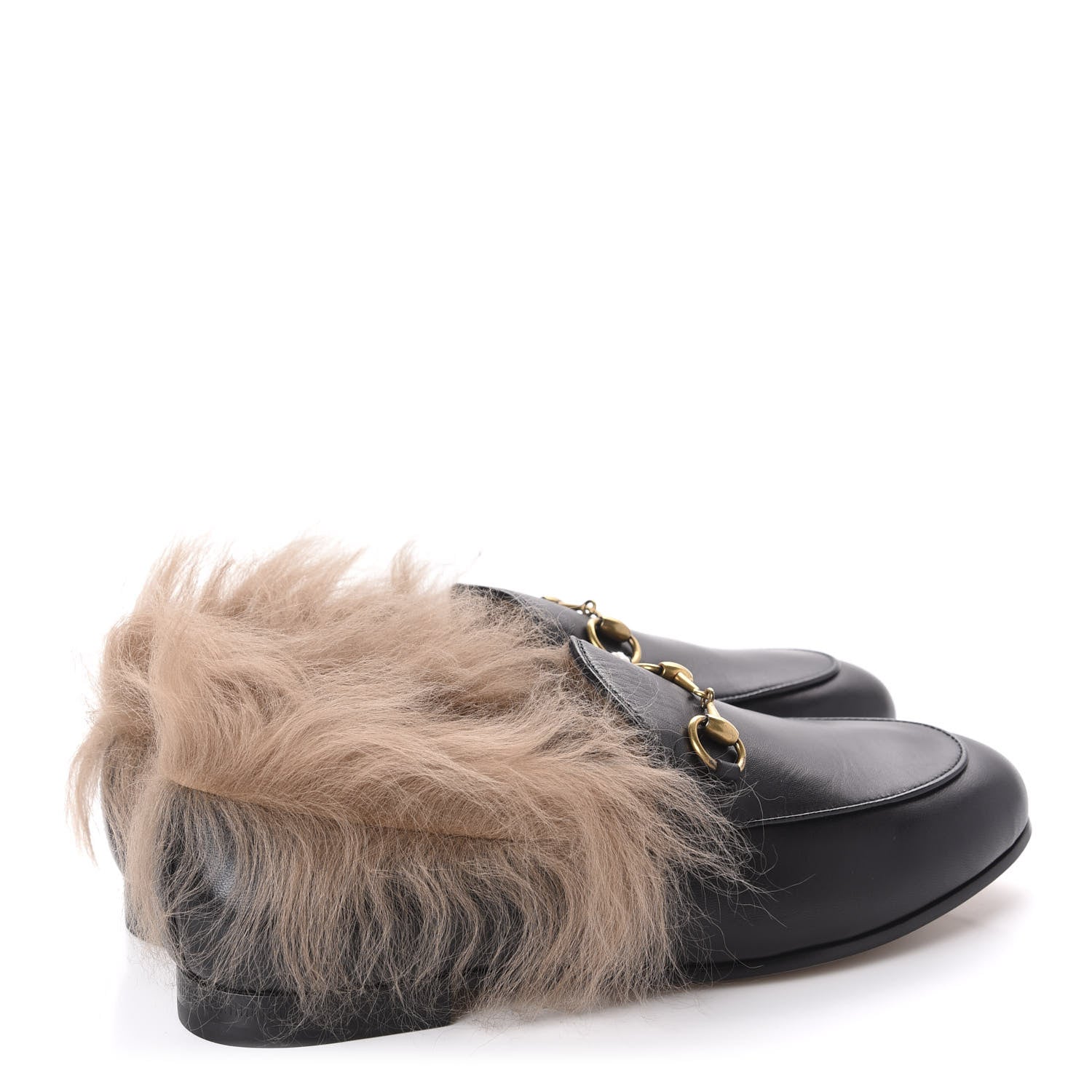 Gucci Malaga Kid Fur Womens Jordaan Loafers 37 Black Natural 4 of 9