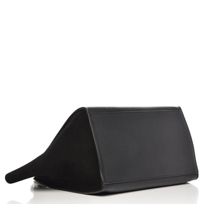 Celine Drummed Calfskin Suede Medium Trapeze Black 5 of 8