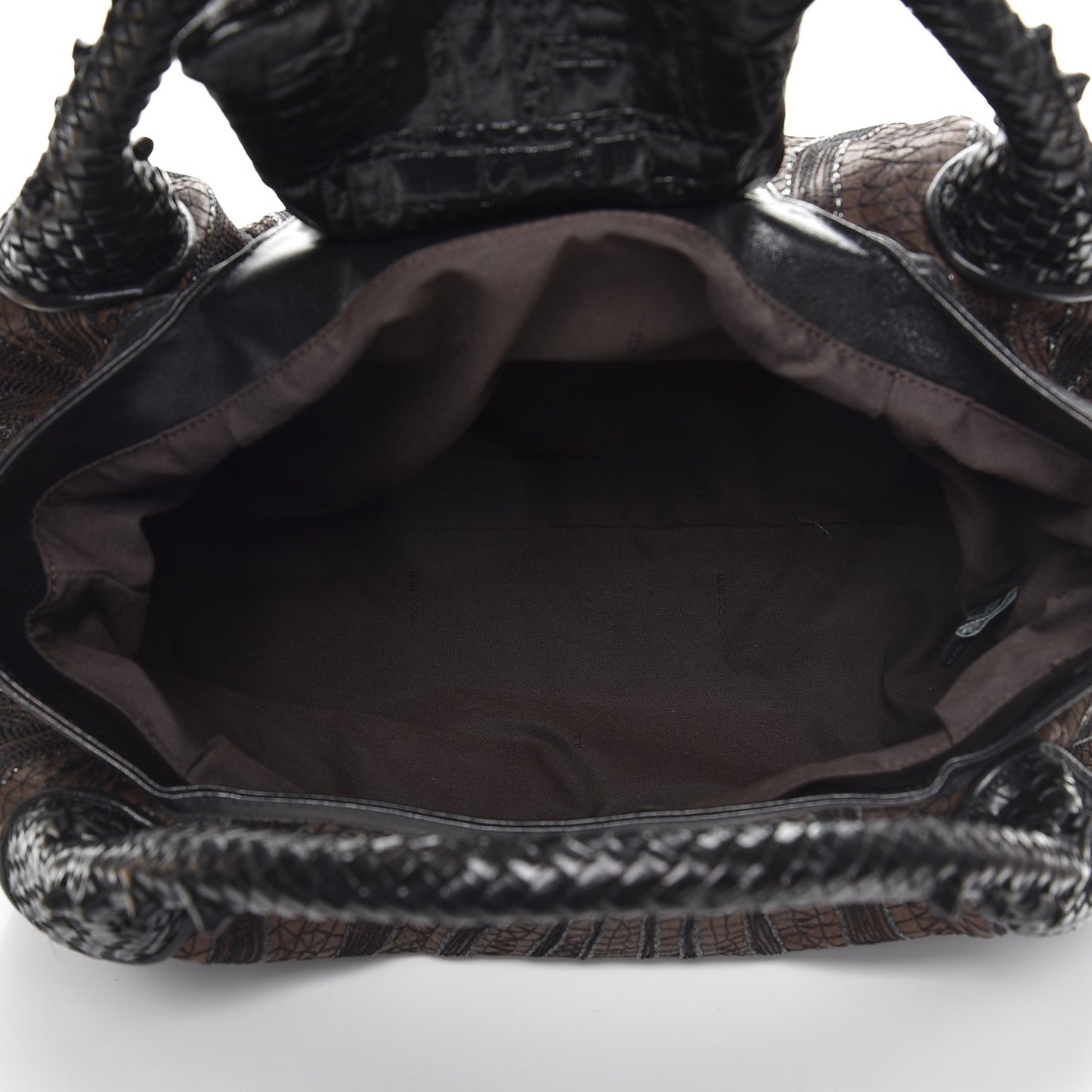Calfskin Embroidered Spy Brown Black Gold