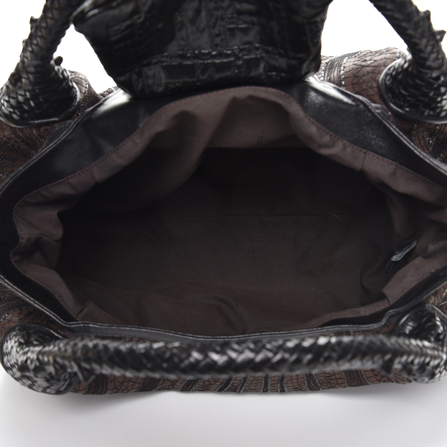 Fendi Calfskin Embroidered Spy Brown Black Gold 5 of 8