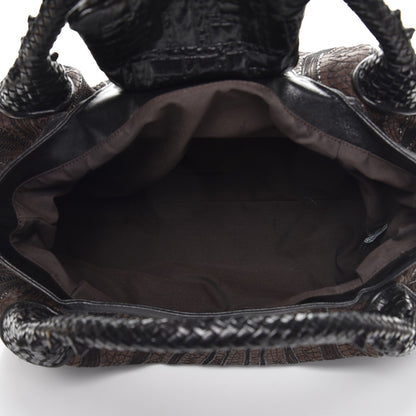Fendi Calfskin Embroidered Spy Brown Black Gold 5 of 8