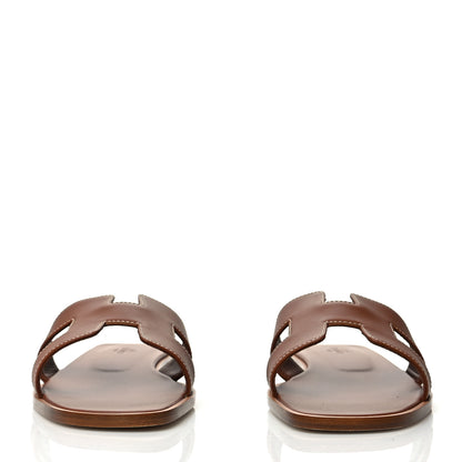 Hermes Box Calfskin Oran Sandals 39 Gold 2 of 8