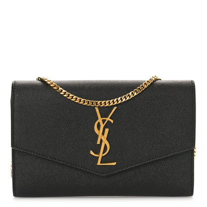 Saint Laurent Grain De Poudre Monogram Uptown Chain Wallet Black 3 of 9