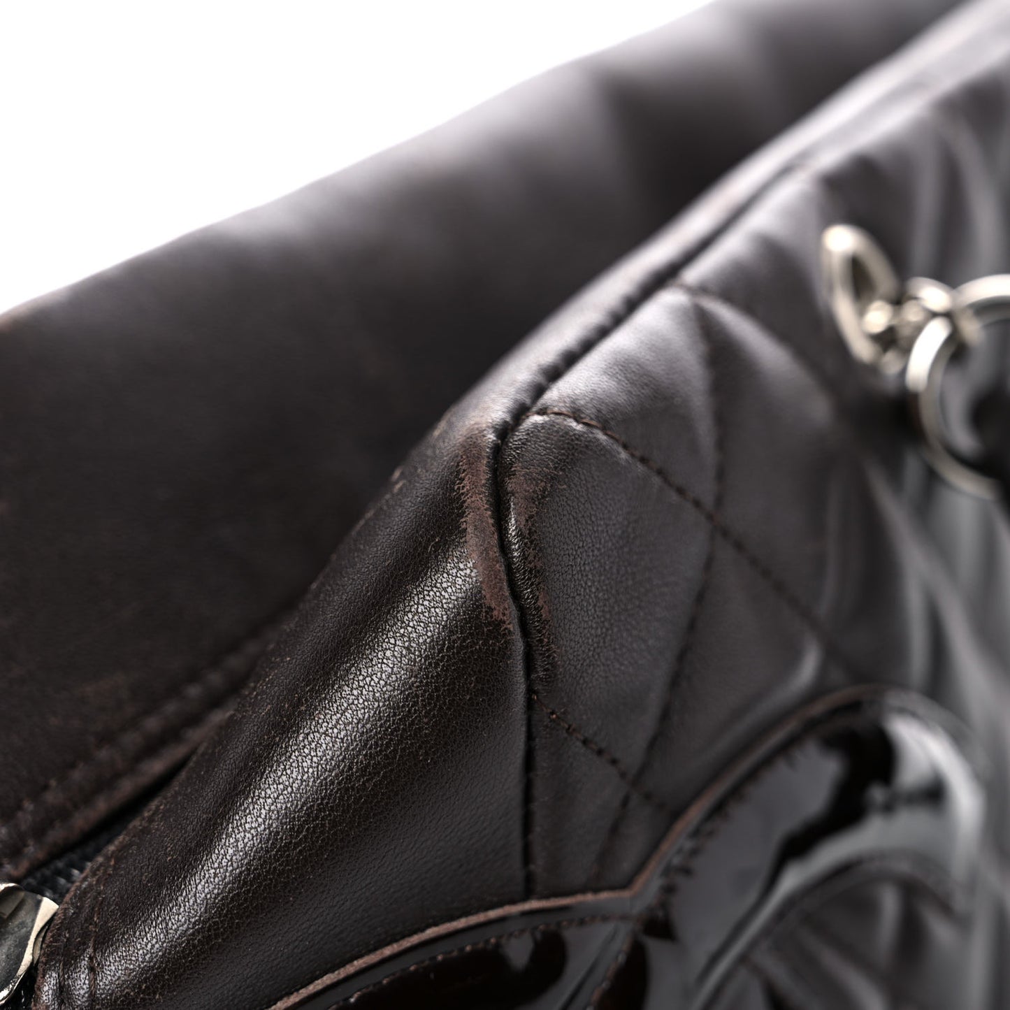 Calfskin Quilted Large Cambon Bowler Dark Brown