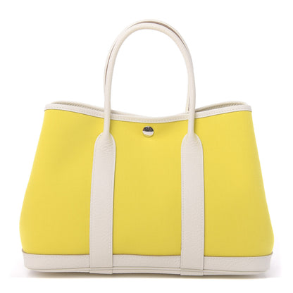 Hermes Toile Officier Vache Country Garden Party 30 TPM Lime White 1 of 11
