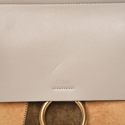 Chloe Suede Calfskin Studded Medium Faye Shoulder Bag Pastel Grey 11 of 14