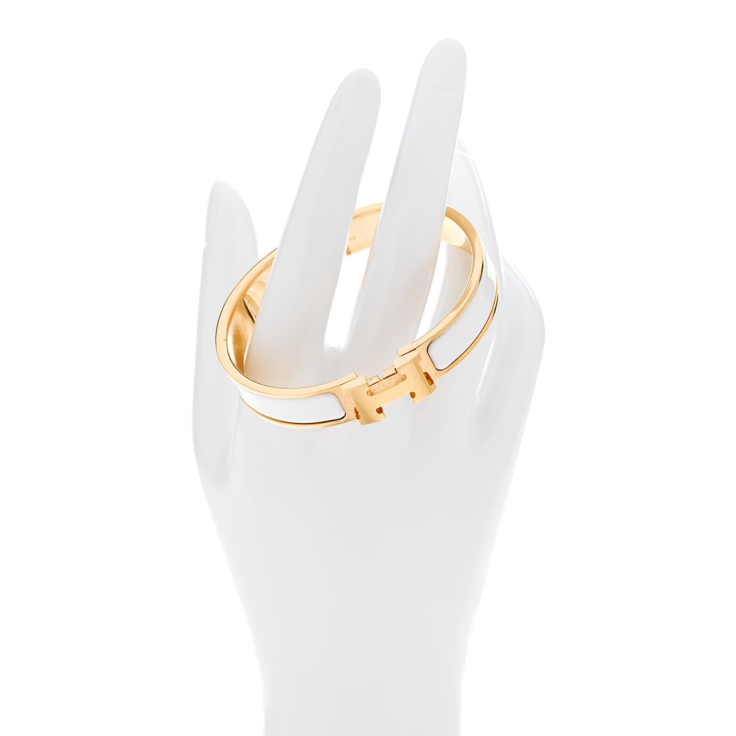 Hermes Enamel Narrow Clic Clac H Bracelet GM White 2 of 5