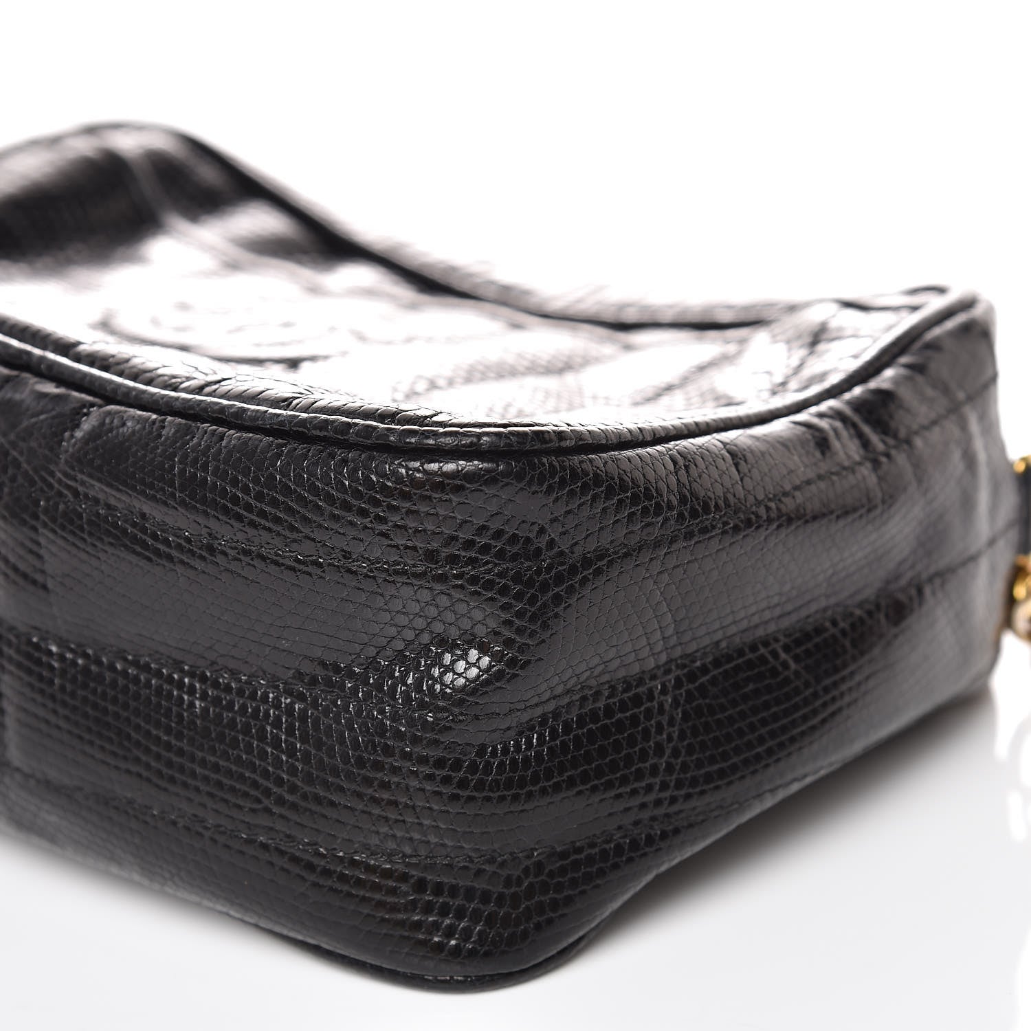 Chanel Lizard Quilted Small Tassel Camera Case Black 11 of 13