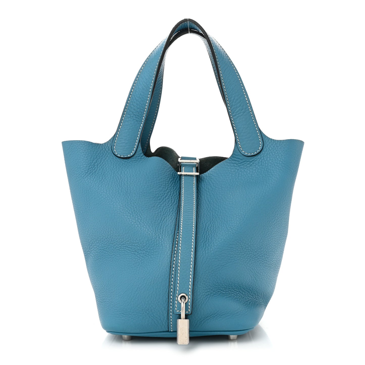 Taurillon Clemence Picotin Lock 18 PM Blue Jean