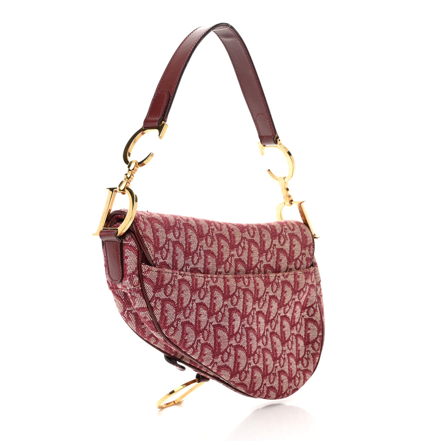 Christian Dior Monogram Saddle Bag Burgundy 3 of 14