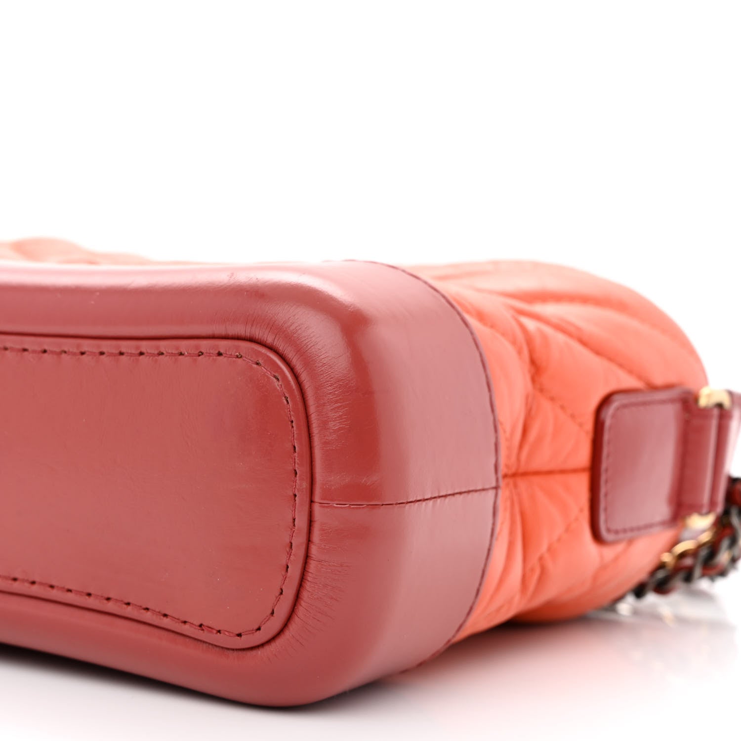 Chanel Aged Calfskin Chevron Quilted Small Gabrielle Hobo Dark Red Orange 10 of 10