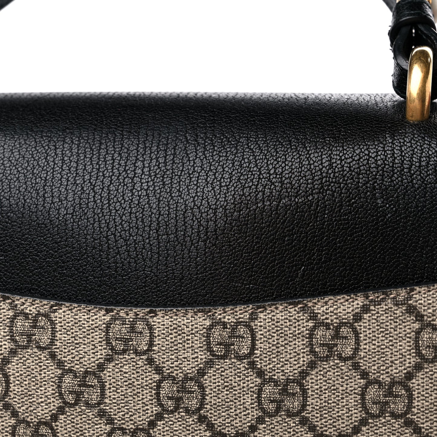GG Supreme Monogram Goatskin Pearl Embroidered Medium Fox Broche Top Handle Bag Beige Ebony Black Hibiscus Red Mystic White