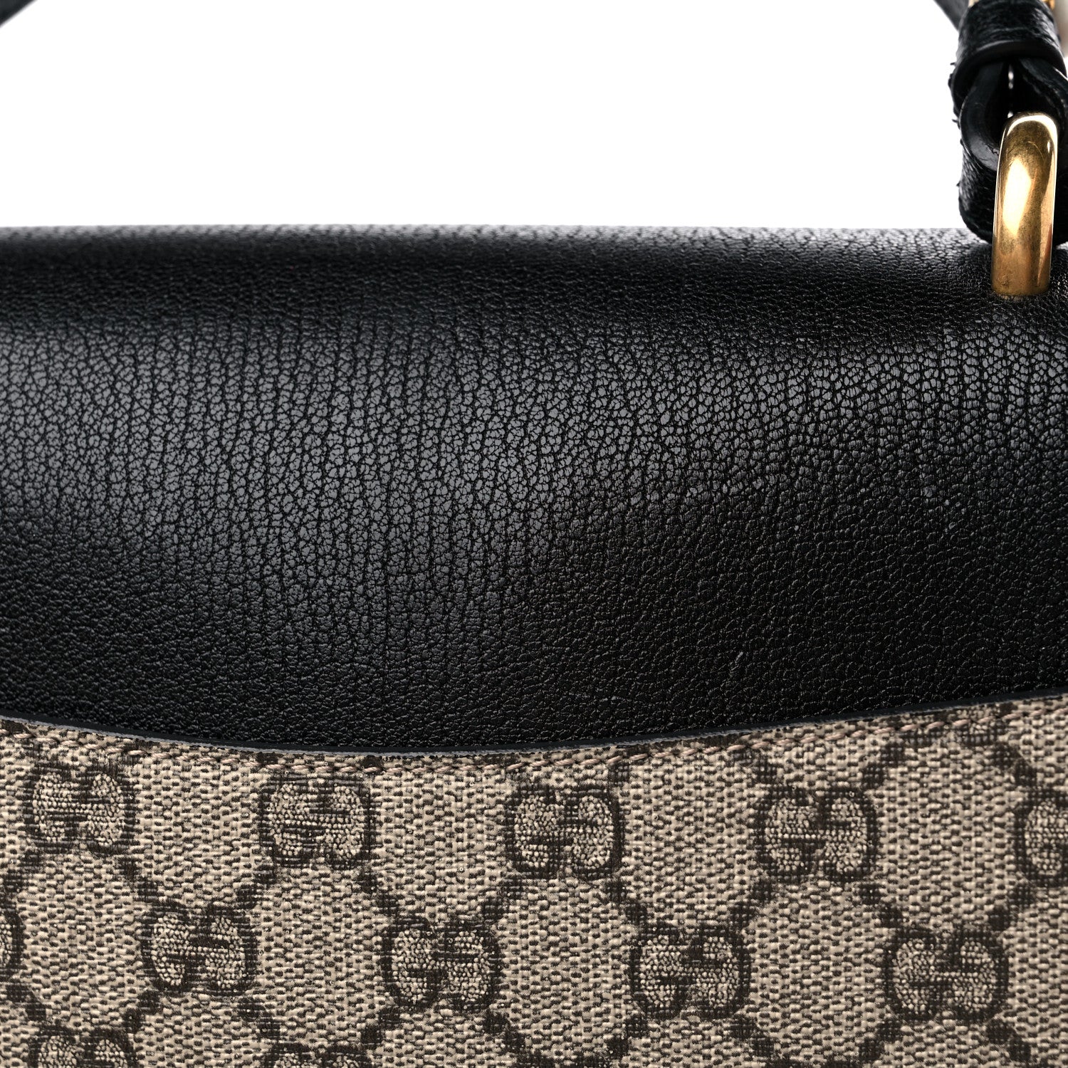 Gucci GG Supreme Monogram Goatskin Pearl Embroidered Medium Fox Broche Top Handle Bag Beige Ebony Black Hibiscus Red Mystic White 18 of 19