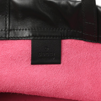 Gucci Grained Calfskin Logo Drawstring Backpack Box Pink Green Black 6 of 8