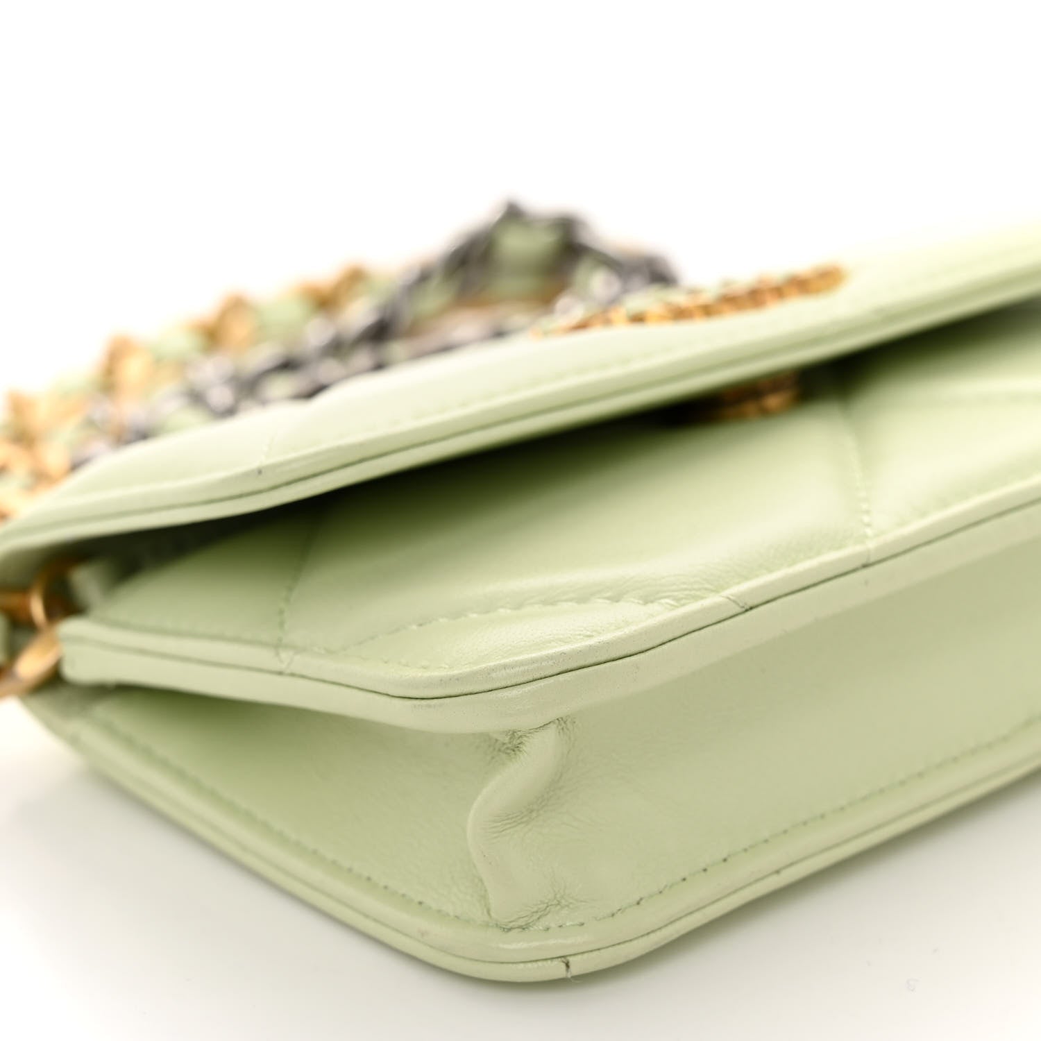 Chanel Lambskin Quilted 19 Clutch With Chain Light Green 10 of 13
